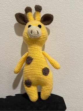 Handmade Yellow Crochet Giraffe Plush Toy - Soft Stuffed Animal